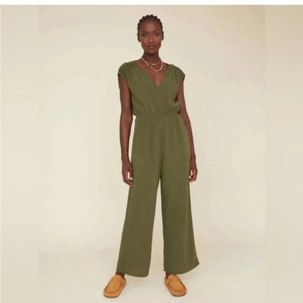 NWT Xirena Jumpsuit Nell Cotton Gauze in Basil Green